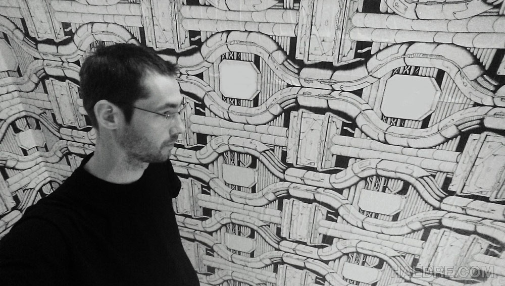 Simon in his immersive art intallation "Techno prisoner".